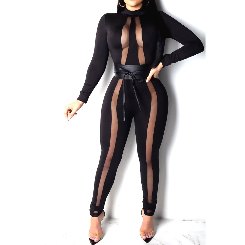 Mesh Panel Jumpsuit
